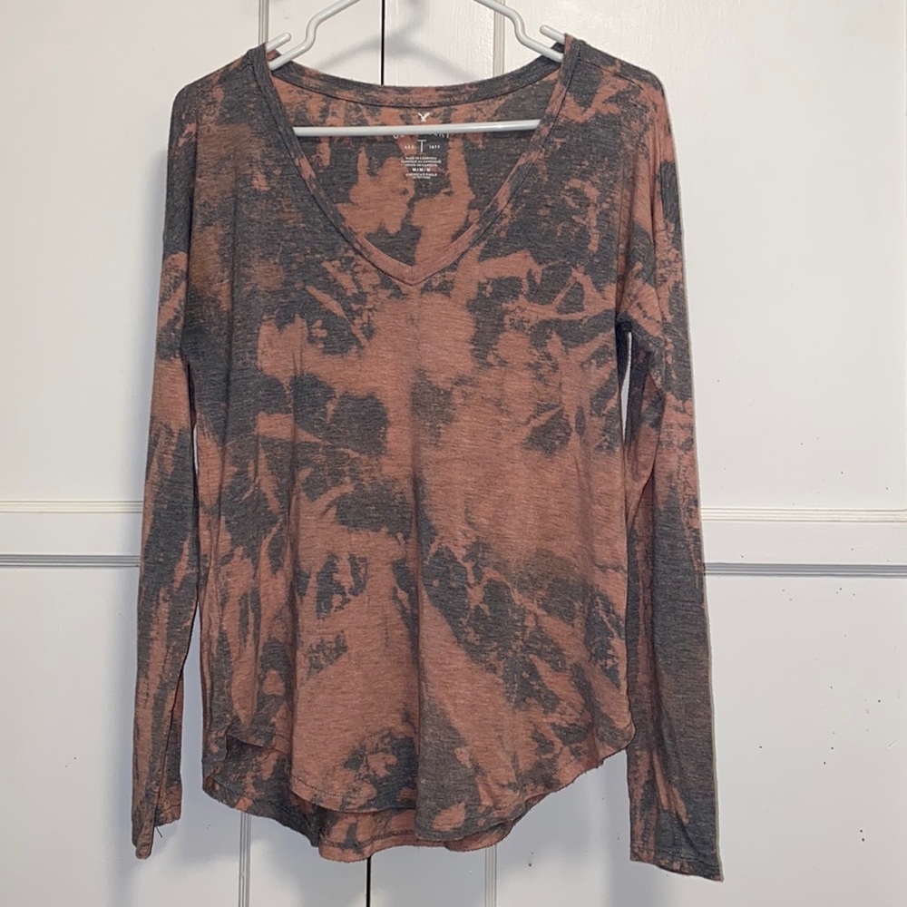 American Eagle Outfitters Soft & Sexy Medium V Neck Bleach Dye Sweatshirt